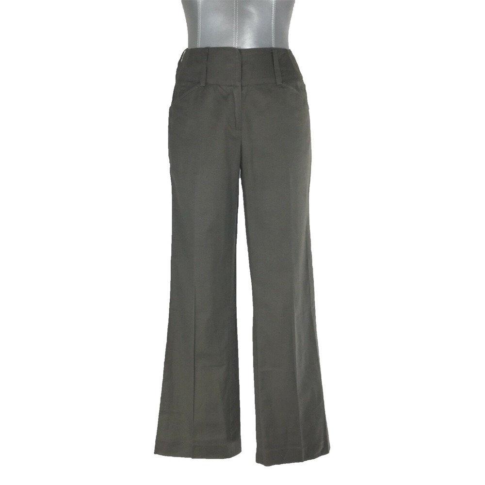 CAbi Pant 0 Taupe Gray Olive Cotton Linen‎ Pocket Trouser Straight Business